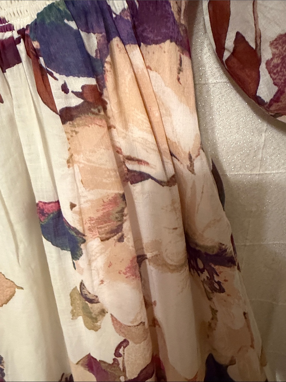 Fate Cream Midi Dress with Purple & Brown Floral Print - Picture 6 of 8